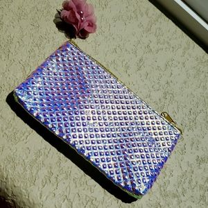 Holographic themed simple hand clutch